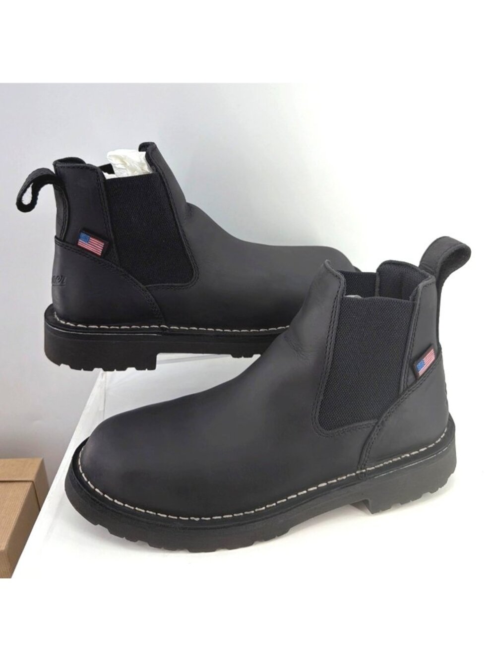 Danner Bull Run Chelsea Work Combat Boots Black Leather Womens Size 9